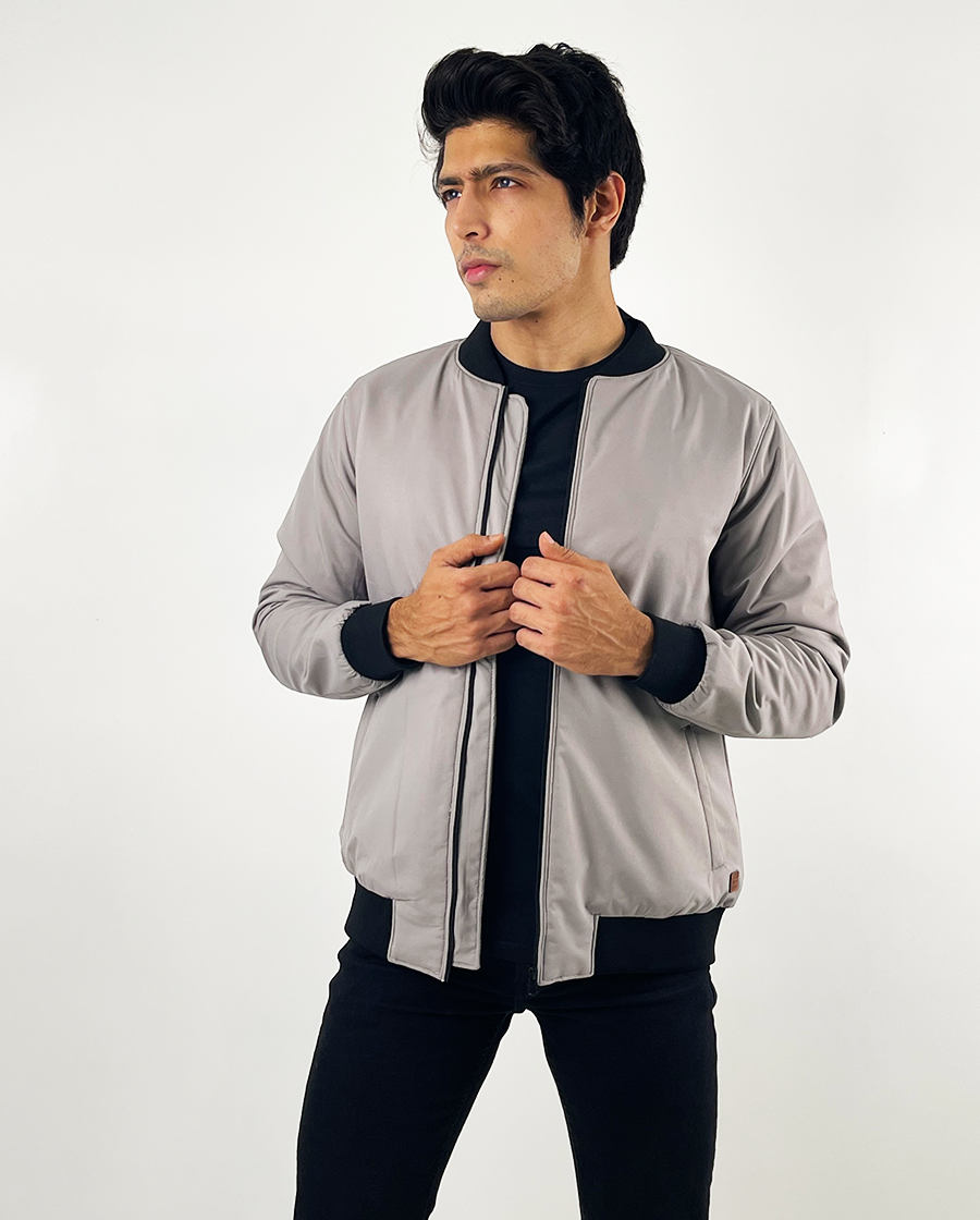 Light Grey Fashion Bomber with Hand Warmer Cuff