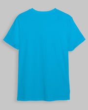 Solid Round Neck Azure Blue T-Shirt