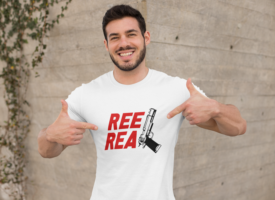 Reel Real Gun Graphic White T-Shirt