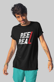 Reel Real Grunge Typographic Black T-Shirt