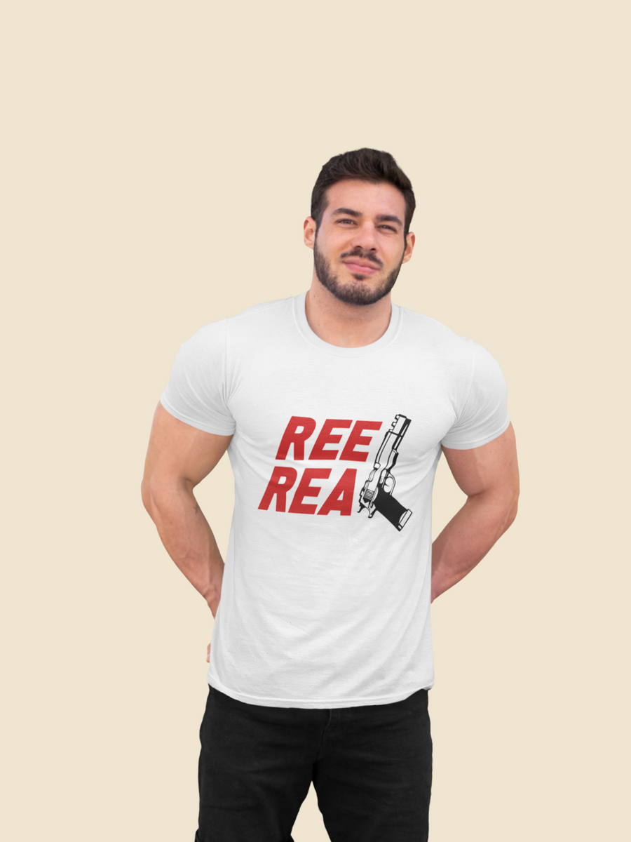 Reel Real Gun Graphic White T-Shirt