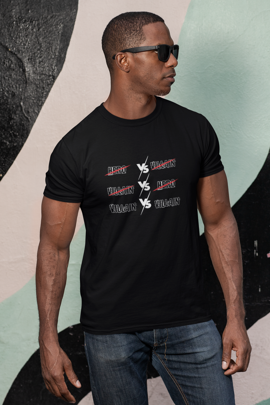 Hero V/S Villain Graphic T-Shirt Black