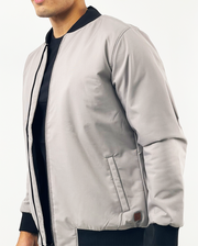 Grey Bomber Jacket With Contrast