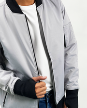 Light Grey Fashion Bomber with Hand Warmer Cuff