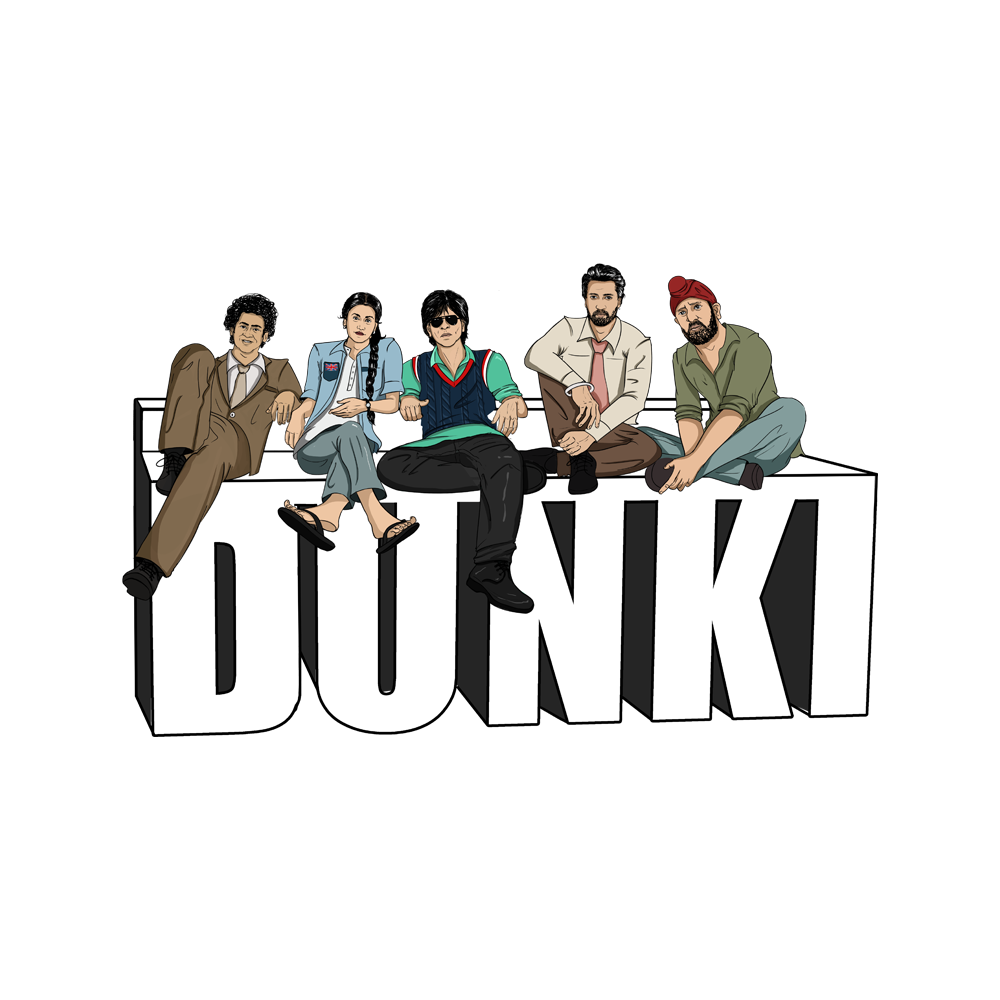 Official Dunki Characters Fleece Hoodie