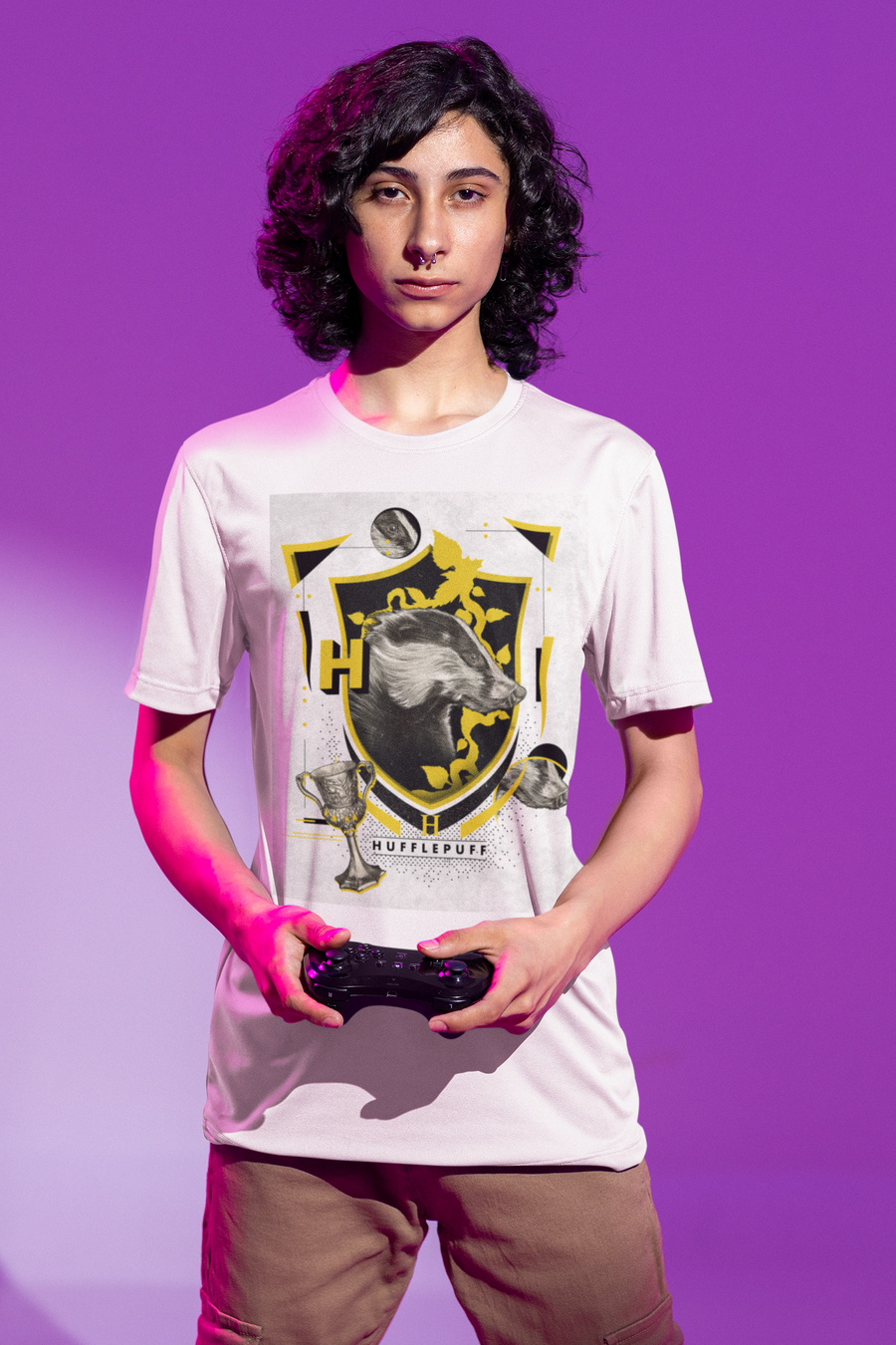 Official Harry Potter - Hufflepuff Logo Unisex Oversized T-shirt