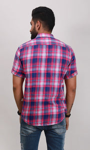 Blue & Pink Checkered Casual Shirt