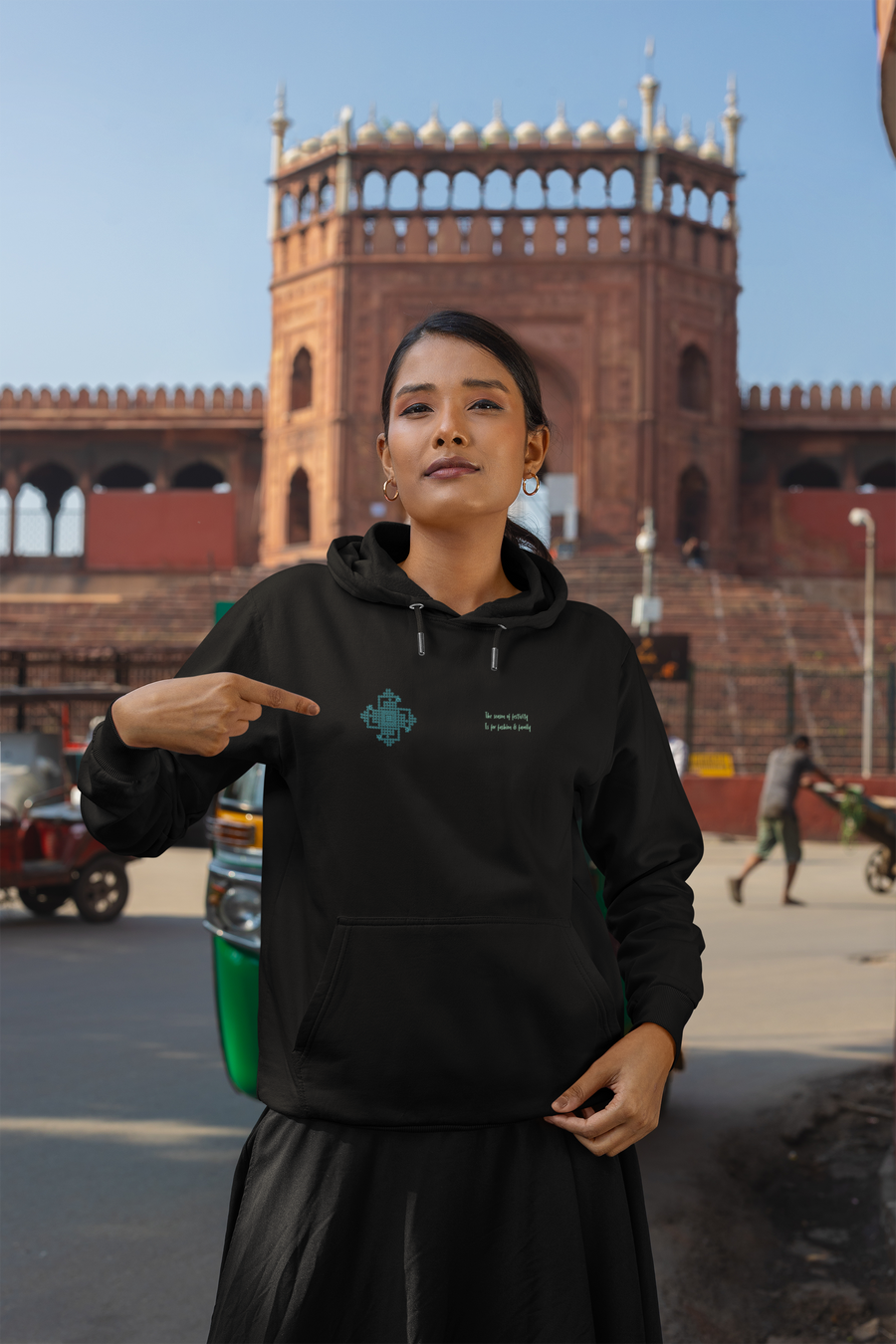 The Monochrome Rangoli Fleece Hoodie
