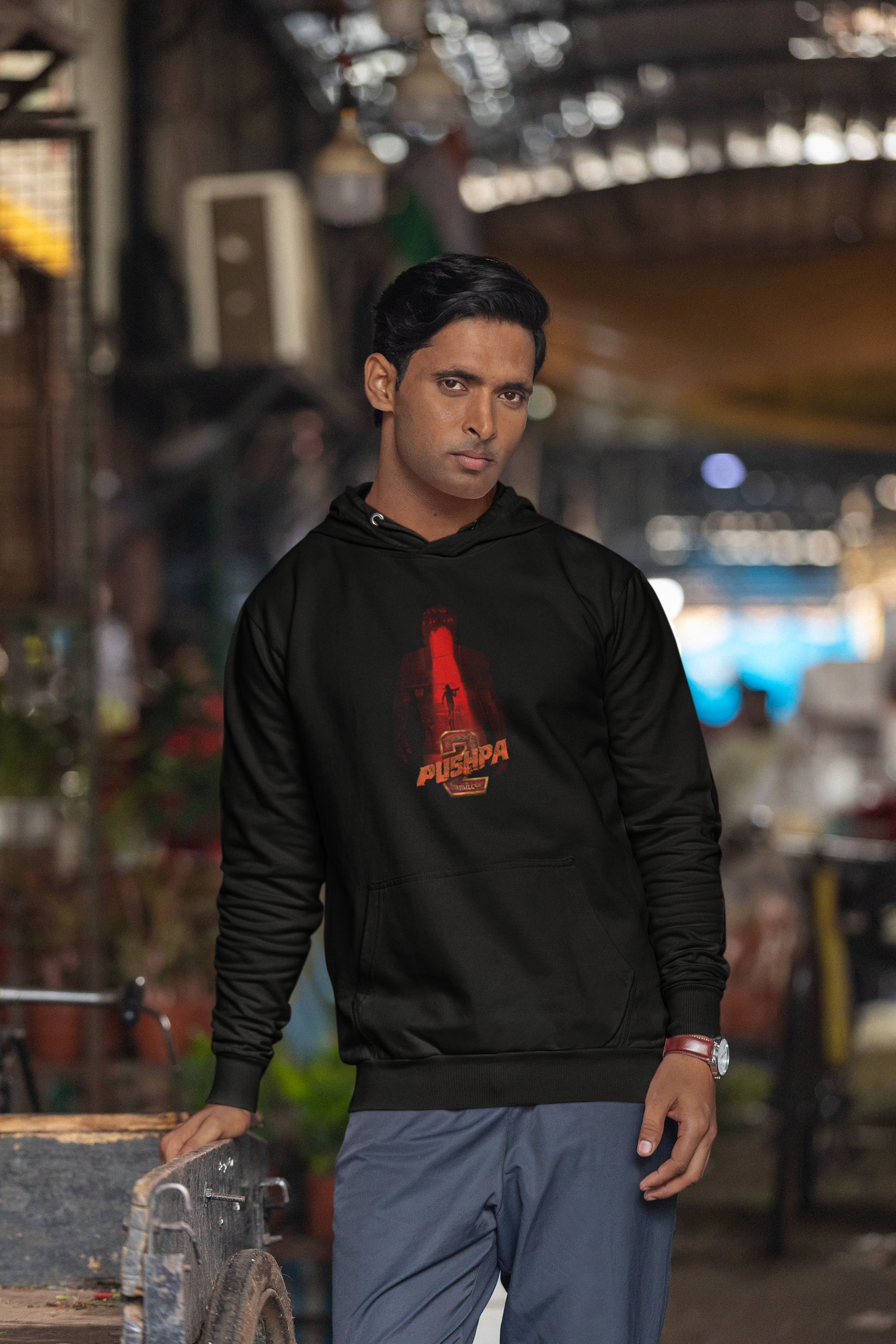 Officially Licensed Pushpa 2 Inspired Super Star Allu Arjun The Rule Hoodie