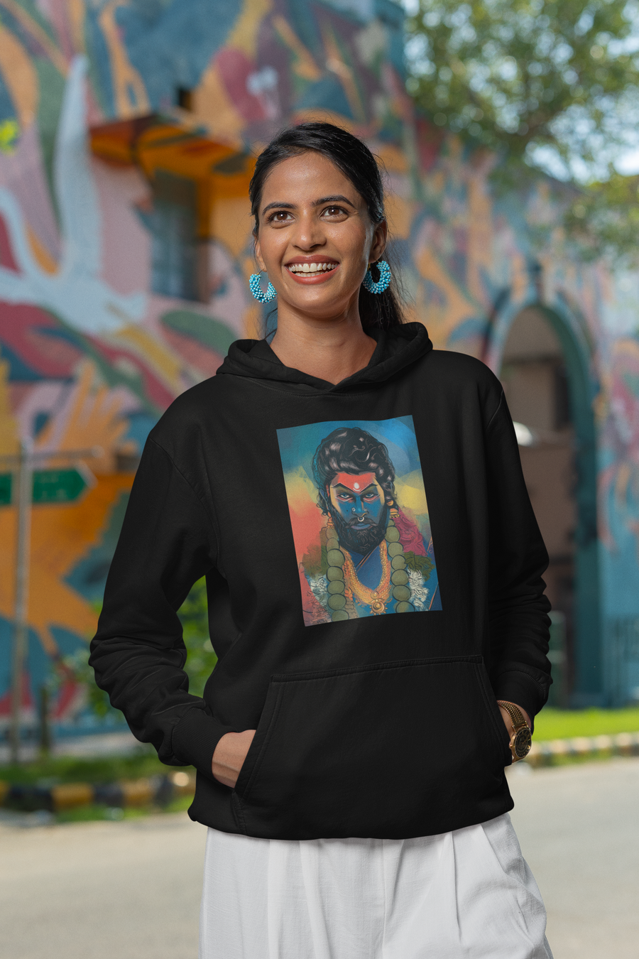 Officially Licensed Pushpa 2 Inspired SuperStar Allu Arjun Sketch Hoodie