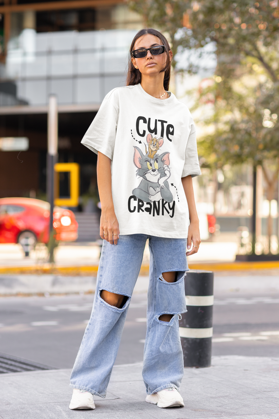 Official Tom & Jerry - Cute Cranky Oversized T-Shirt