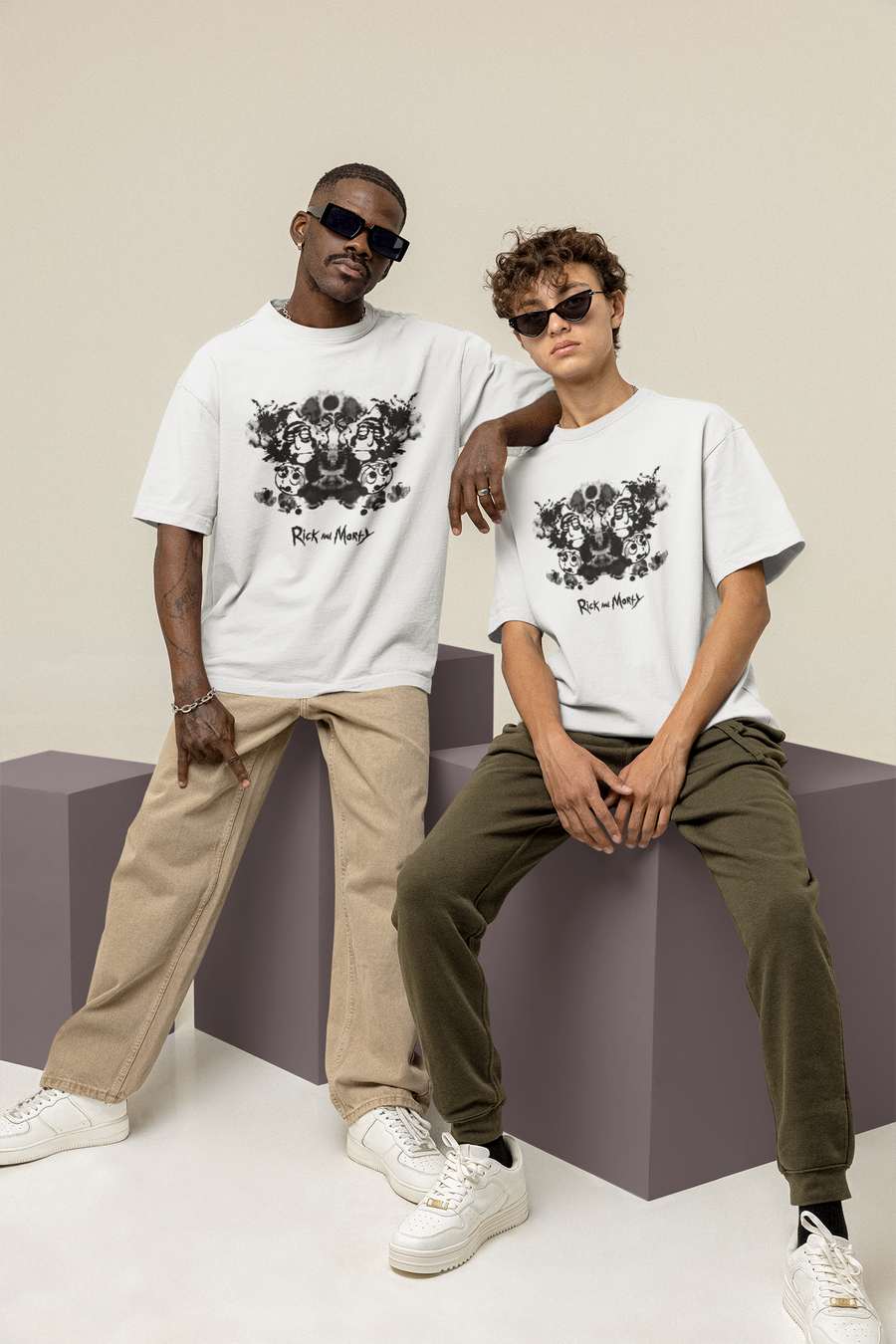 Official Rick & Morty - Black Inkblot Graphic Oversize T-shirt