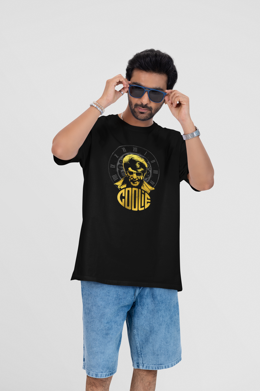 Officially Licensed The Blockbuster Movie "Coolie" Inspired Time Clock Oversized T-shirt