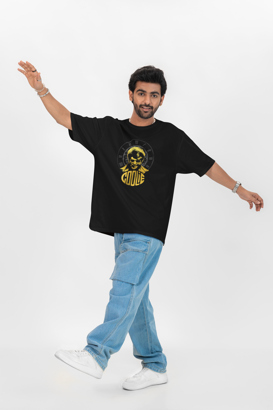 Officially Licensed The Blockbuster Movie "Coolie" Inspired Time Clock Oversized T-shirt