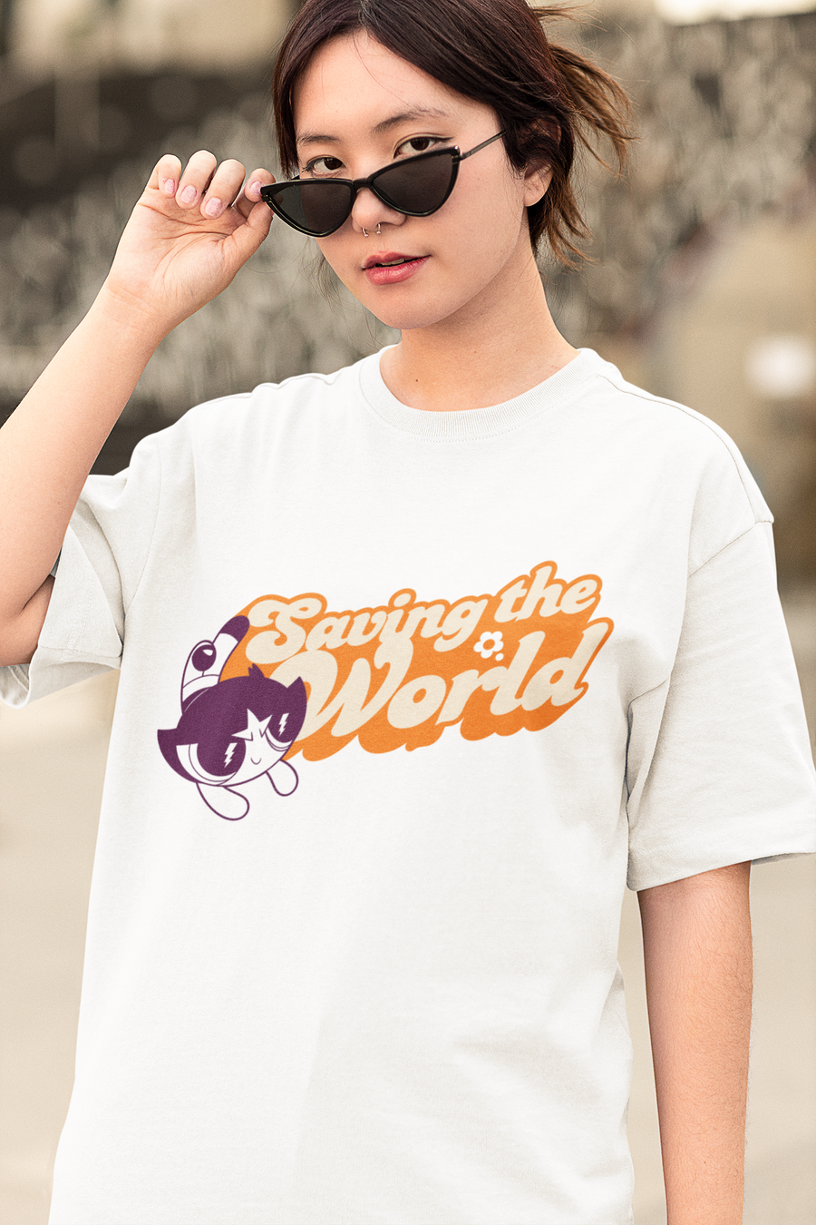 Official Powerpuff Girls Saving The World Oversized T-Shirt