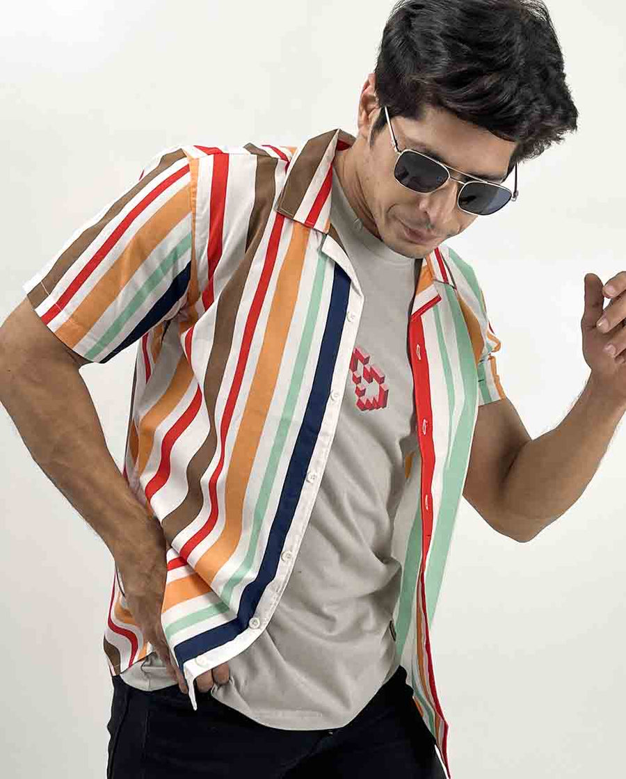 Multicolored Stripe Casual Shirt