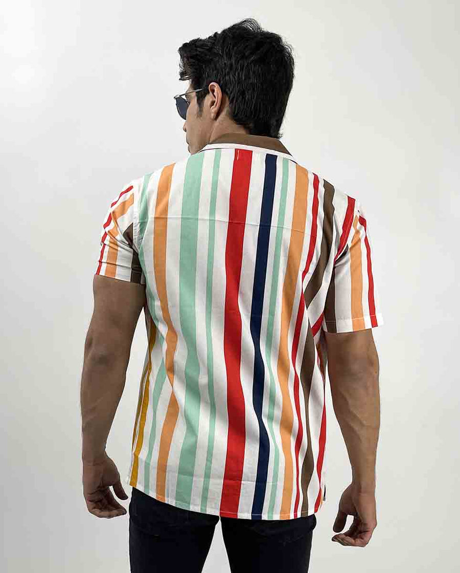 Multicolored Stripe Casual Shirt