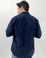 Dark Blue Washed Corduroy Shirt