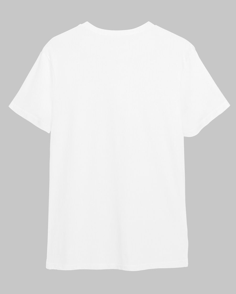 Solid Round Neck White T-Shirt