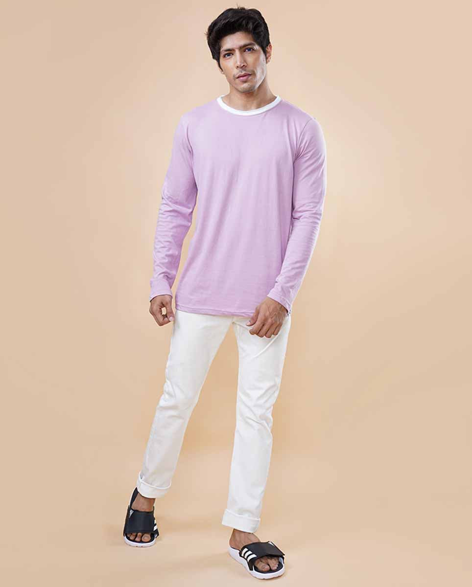 Pink t shirt top mens full sleeve