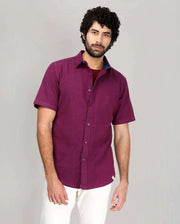 Woven Half Sleeve Shirt With Microchecks