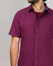 Woven Half Sleeve Shirt With Microchecks